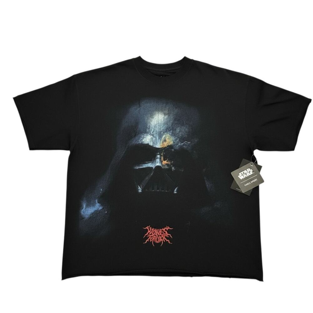 Darc Sport Darth Vader Oversized V2 T-Shirt Mens L Black Mid-Length Raw Hem LTD